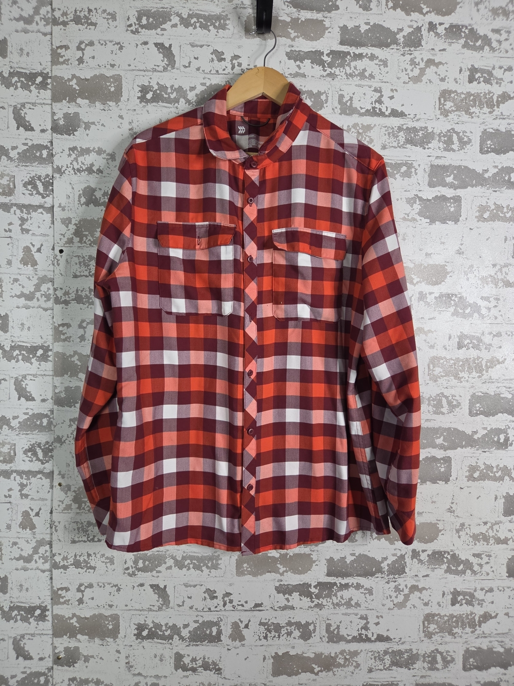 All in Motion Mens Plaid Button Down Shirt Long Sleeve Red Burgundy Flannel L